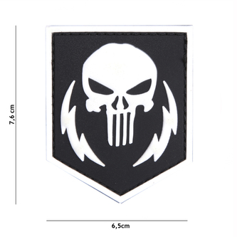 Gumová nášivka 101 Inc Punisher Thunder - bílá