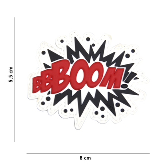 Gumová nášivka 101 Inc nápis Boom! - bílá