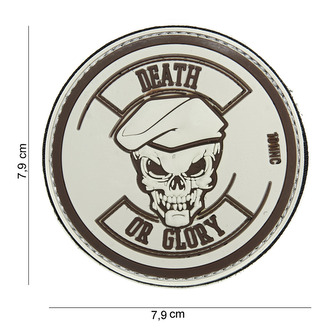Gumová nášivka 101 Inc nápis Death or Glory - béžová