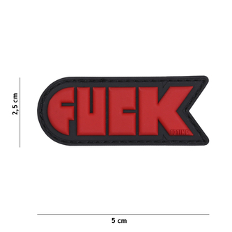 Gumová nášivka 101 Inc nápis Fuck - červená