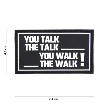 Gumová nášivka 101 Inc nápis You talk, The talk - černá