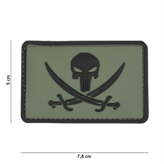 Gumová nášivka 101 Inc Pirate Punisher - olivová