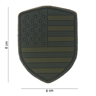 Gumová nášivka 101 Inc vlajka štít USA - olivová