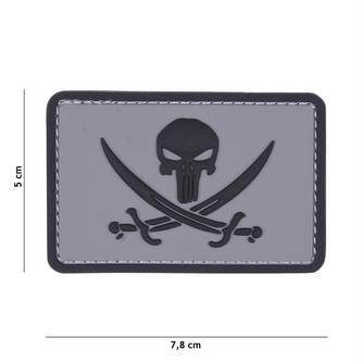 Gumová nášivka 101 Inc Pirate Punisher - šedá-černá