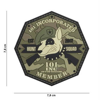 Gumová nášivka 101 Inc Hunt Squad - olivová
