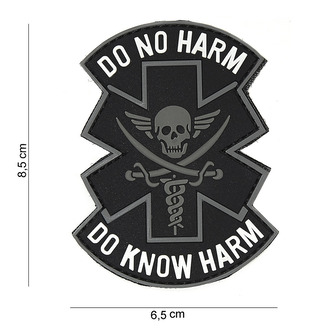 Gumová nášivka 101 Inc nápis Do no harm - černá