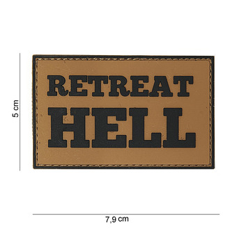 Gumová nášivka 101 Inc nápis Retreat Hell - coyote