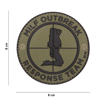 Gumová nášivka 101 Inc nápis Milf Outbreak - olivová