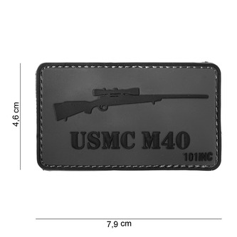 Gumová nášivka 101 Inc zbraň USMC M40 - šedá