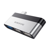 Adaptér Borofone (DH1) USB C na 3 x USB A 3.0, barva stříbrná