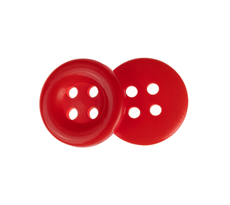 Knoflík - sada 6 ks - červená - prům. 15 mm