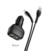 CL adaptér HOCO Z36, 2x USB A, 2,4A, kabel Micro USB, barva černá