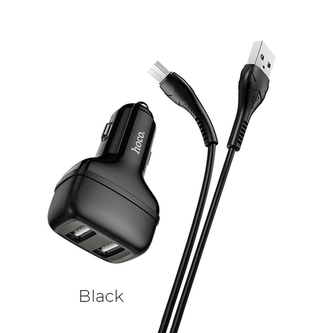 CL adaptér HOCO Z36, 2x USB A, 2,4A, kabel Micro USB, barva černá