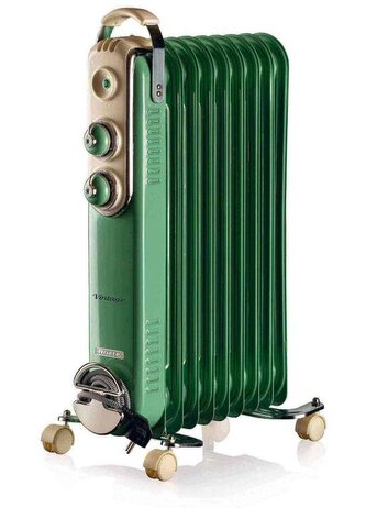 Ariete Vintage oil Radiator with 9 Element 838/04, zelený