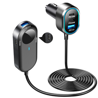 Autonabíječka s HUB 1,5m - 6x USB 100W  (Černá)