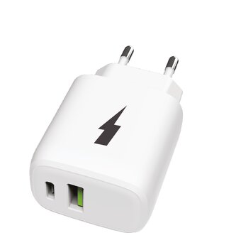 Síťová nabíječka 2xUSB (30W USB-C PD3,0/PPS/QC4+ 18W USB-A) (Bílá)