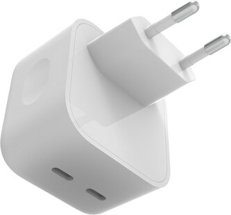 Síťová nabíječka 2xUSB-C 35W-bez kabelu (Bílá)
