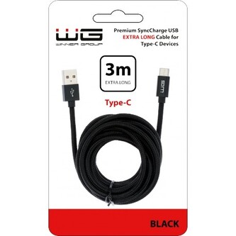 Datový kabel Type C USB (3m) (Černý)