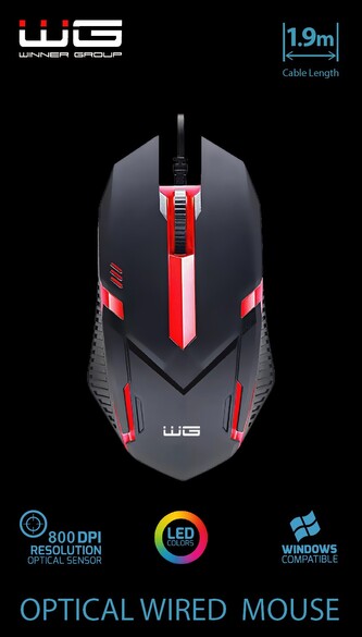 Myš drátová optická WG4 - LED podsvícení (Černá)