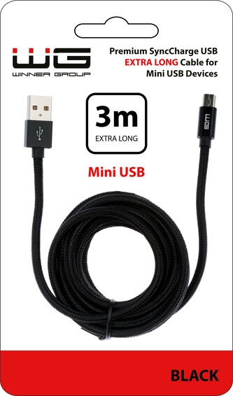 Datový kabel Mini USB (3m) (Černý)
