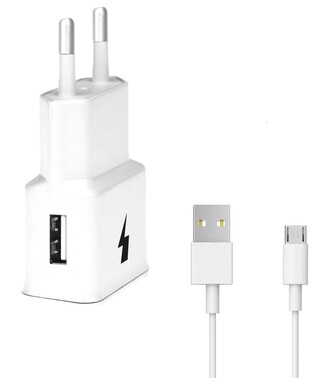 USB Fast Charger 2,1A + MICRO-USB Cable (Bílá)