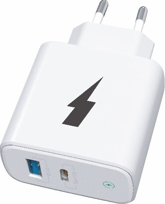 Síťová nabíječka 2xUSB/PD 20W+QC3.0 (18W)/5V-9V-12V (Bílá)-bez kabelu