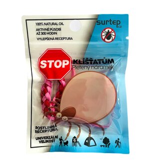 Stop klíšťatům pletený náramek  Černá / Hnědá