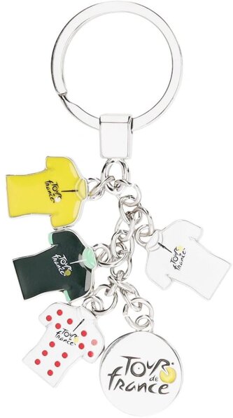 Kovová klíčenka Tour de France: Barevná trička s logem (7 x 7 cm)