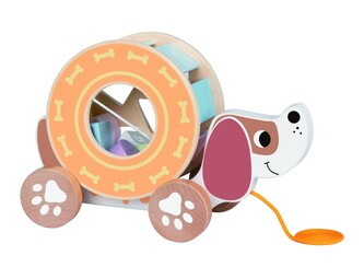 Dřevěná tahací štěňátko vkládačka