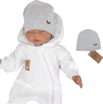 Bavlněná kojenecká čepička, šedá, vel. 56/62; 56/62 (0-3m)