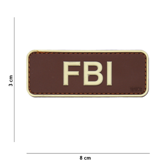 Gumová nášivka 101 Inc nápis FBI - hnědá