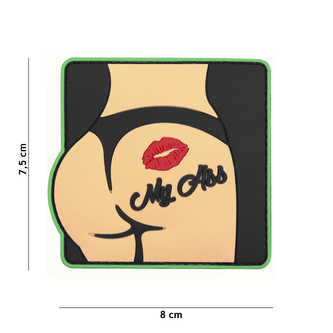 Gumová nášivka 101 Inc nápis Kiss My Ass - černá