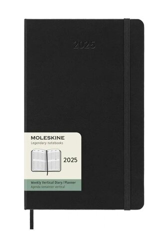 Moleskine Vertikální týdenní diář 2025 tvrdý černý L