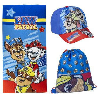 Ručník - osuška s kšiltovkou a pytlíkem Paw Patrol|Tlapková patrola: Tým (70 x 140 cm)