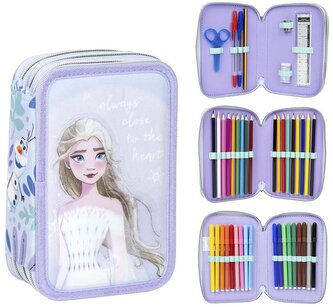 Školní trojdílné pouzdro Disney|Frozen: Královna Elza (13 x 20 x 7 cm)