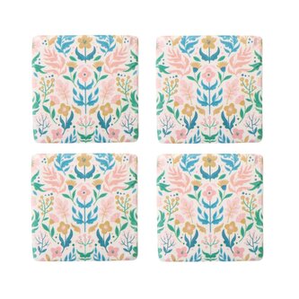 Keramická podložka 4 ks | MELTE | květiny růžovo modré | 4 ks | 889993 Homla
