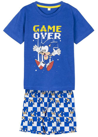 Dětské pyžamo s kraťasy Sonic: Konec hry (10 let) modrá bavlna