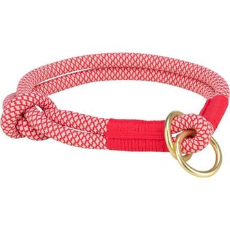 Soft Rope kulatý polostahovací obojek, červená/krémová - XS: 25 cm/ 6 mm NOVÝ