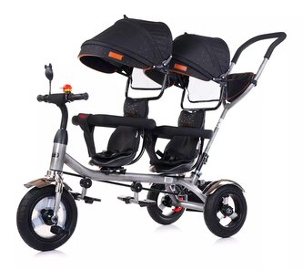 CHIPOLINO Tříkolka pro dvojčata 2Play Raven