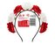 Opaska na głowę biało czerwona 7 kwiatów
