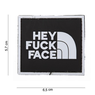 Gumová nášivka 101 Inc nápis Hey Fuck Face - černá