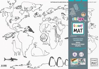 Mata biała Mapa świata zwierzęta Funny Mat STRIGO