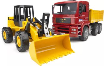BRUDER Auto MAN TGA nákladní sklápěčka + čelní nakladač FR130
