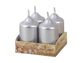 Svíčka adventní metalická lesklá d4x7cm 4ks