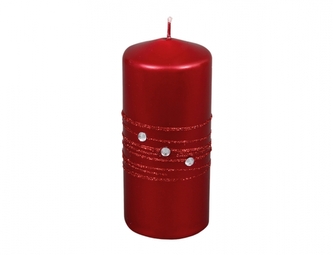 Svíčka ZIRKON VÁLEC vánoční metalická lesklá d6x13cm