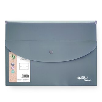 Spoko ReLeaf obálka se zipem, kapsa s drukem, A4, PP, SoftTouch, šedá