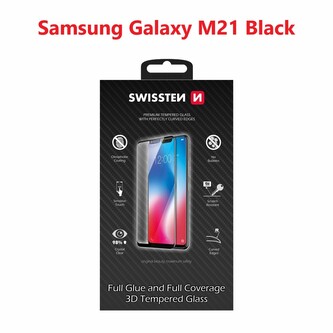 SKLO SWISSTEN ULTRA DURABLE 3D FULL GLUE GLASS PRO SAMSUNG M215 GALAXY M21 ČERNÉ