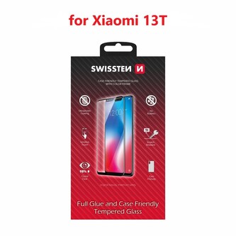 SKLO SWISSTEN FULL GLUE, COLOR FRAME, CASE FRIENDLY PRO XIAOMI 13T ČERNÉ