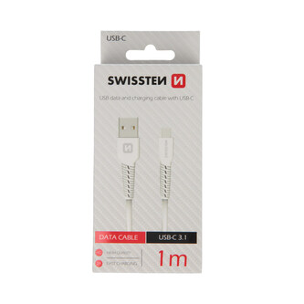 DATOVÝ KABEL SWISSTEN USB / USB-C 1,0 M BÍLÝ