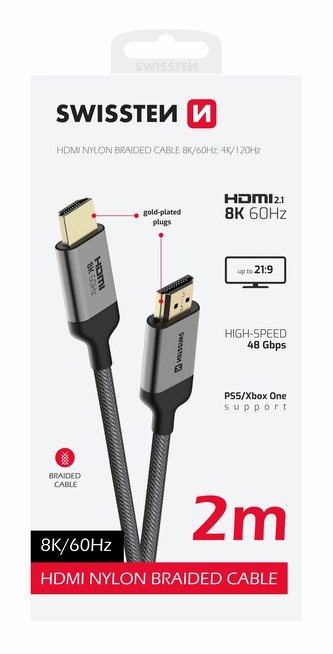 SWISSTEN KABEL HDMI NA HDMI 8K 60Hz 2,0 M